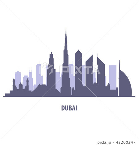 Dubai skyline silhouette - landmarks cityscape  42200247