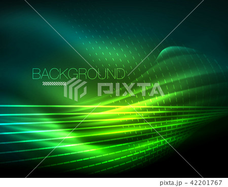 Smooth light effect, straight lines on glowing shiny neon dark background. Energy technology idea Smooth light effect, straight lines on glowing shiny neon dark background. Energy technology idea 42201767