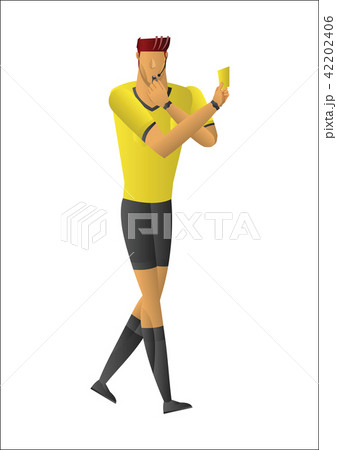 soccer referee showing yellow card. 42202406