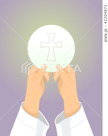 Hands Priest Mass Bless Bread Illustration 42204872