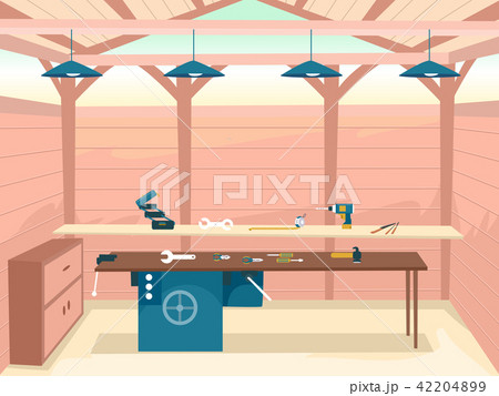 Interior Wood Work Shop Illustration 42204899