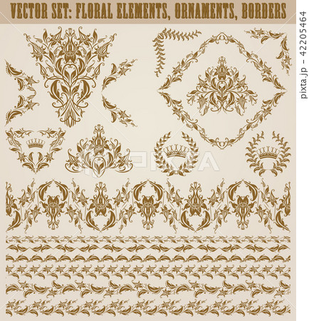Set of vector damask ornaments. Set of vector damask ornaments. 42205464