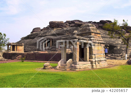 Front view of Ravanaphadi rock-cut temple, Aihole 42205657