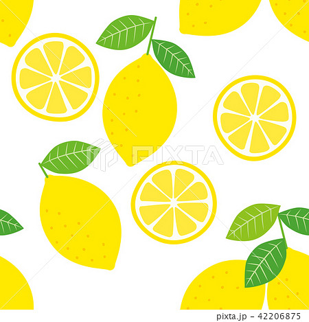 パターン レモン ホワイトのイラスト素材 42206875 Pixta