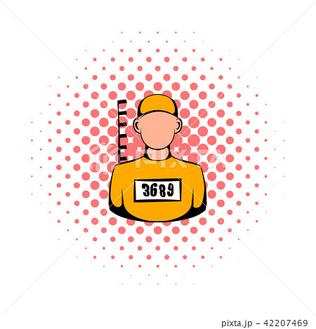 Prisoner in hat with number icon, comics style Prisoner in hat with number icon, comics style 42207469