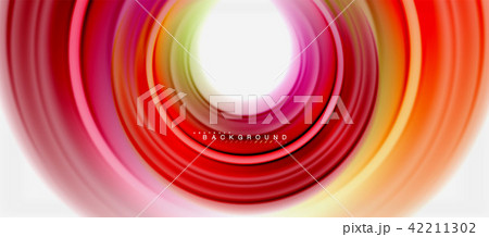 Rainbow fluid color line abstract background - swirl and circles, twisted liquid colours design 42211302
