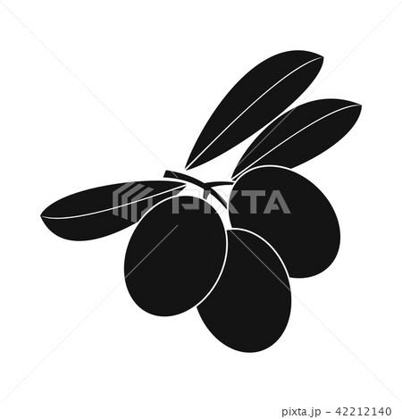 Olives on branch with leaves icon, simple style Olives on branch with leaves icon, simple style 42212140