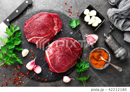 Raw beef meat. Fresh beef steaks Raw beef meat. Fresh beef steaks 42212180