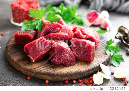 Raw beef meat. Fresh sliced beef sirloin Raw beef meat. Fresh sliced beef sirloin 42212195