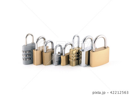 Set of different size metal padlocks Set of different size metal padlocks 42212563
