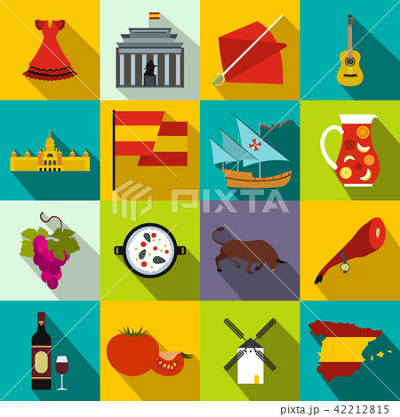 Spain icons flat 42212815