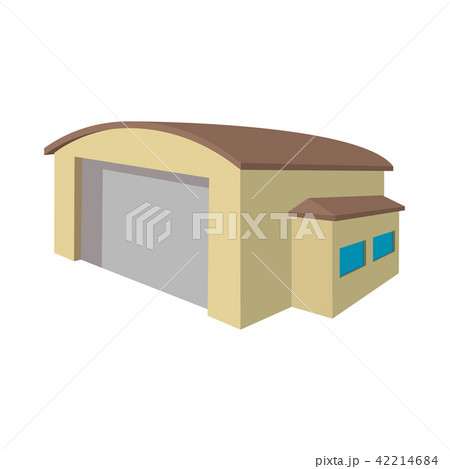 Industrial warehouse with roller door cartoon icon 42214684