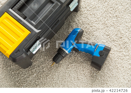 Closeup picture of toolbox and drill 42214726
