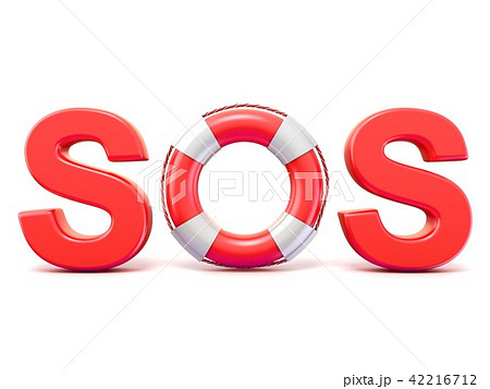 SOS sign, with lifebuoys. 3D 42216712