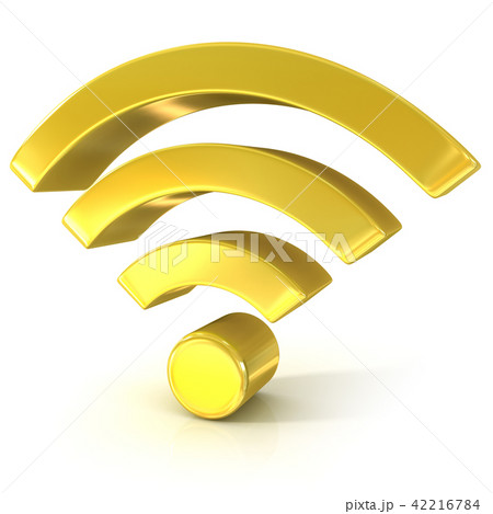 Wireless network 3D golden sign Wireless network 3D golden sign 42216784
