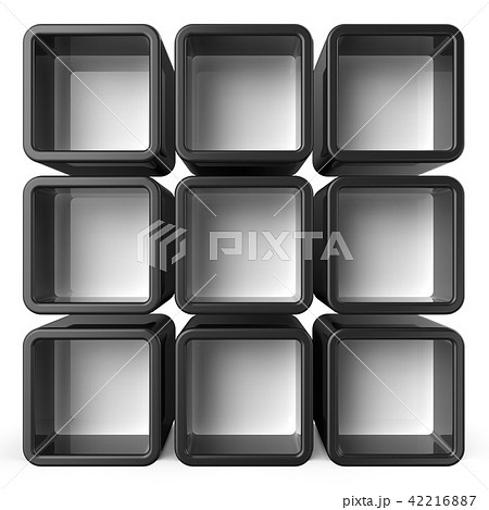 Copy space black and white shelf set 3D Copy space black and white shelf set 3D 42216887