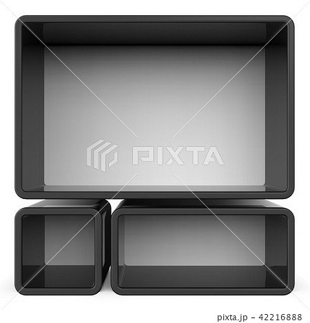 Copy space black and white shelf set 3D Copy space black and white shelf set 3D 42216888