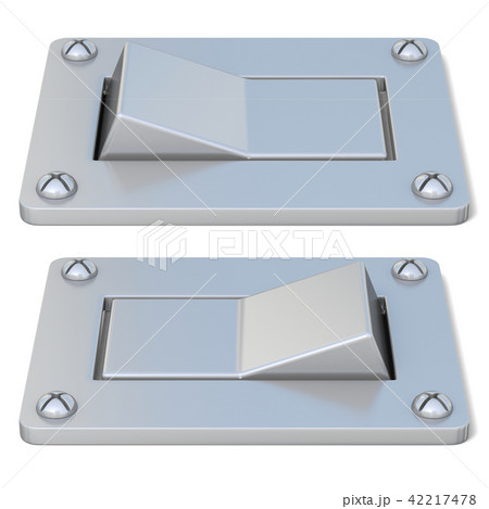 Blank, silver, power switch button ON OFF 3D 42217478