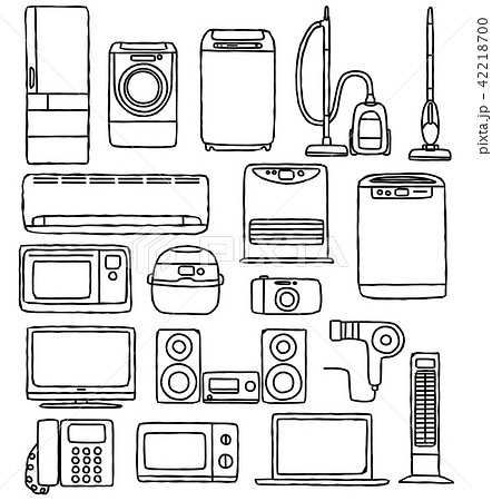 Hand Drawn Style Household Appliance Icon Set Stock Illustration