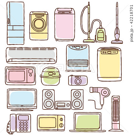 Hand Drawn Style Household Appliance Icon Set Stock Illustration