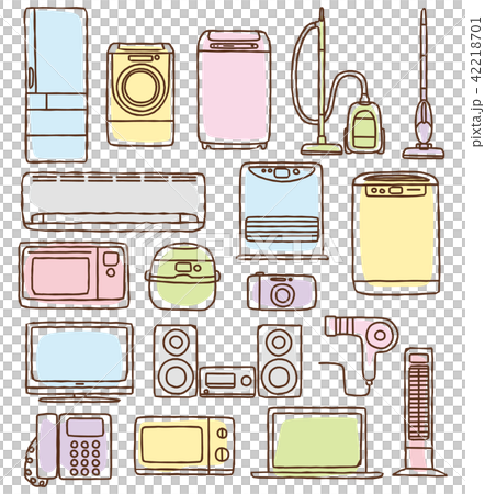 Hand-drawn style household appliance icon set Hand-drawn style household appliance icon set 42218701