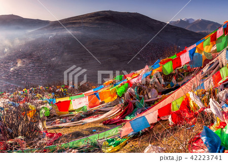 Red monastery and home at Larung gar 42223741