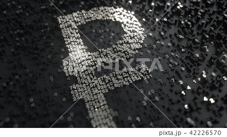 Ruble symbol made of chrome numbers. Russian currency or economy related conceptual 3D rendering 42226570