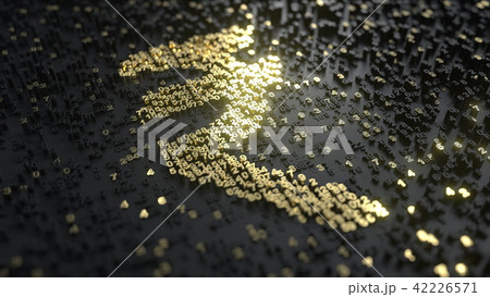 Indian rupee sign made of gold numbers. Conceptual 3D rendering 42226571