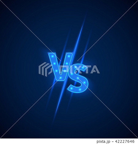 Blue Neon Versus Logo Vs Letters For Sports And のイラスト素材