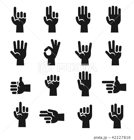 Hands Icons Set Finger Counting Stop Gesture のイラスト素材