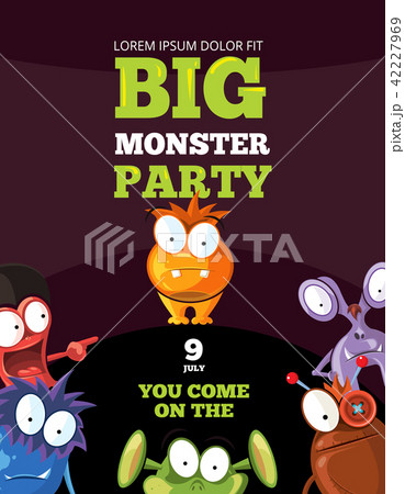 Monster party card, invitation, poster, backdrop vector template Monster party card, invitation, poster, backdrop vector template 42227969