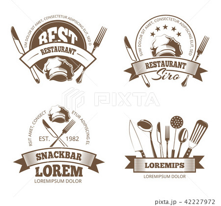 Vector restaurant labels, emblems, badges, logos for menu design Vector restaurant labels, emblems, badges, logos for menu design 42227972