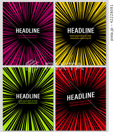 Radial manga graphic speed frames superhero action explosion set. Vector layout for comic books 42228091