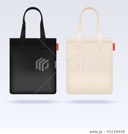 White and black fabric cloth tote bags vector mockup 42228458