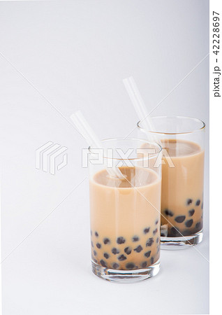 タピオカミルクティー 台湾 飲み物 タピオカの写真素材