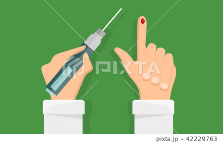 Diabetes concept, man holds in hand the meter measures the blood sugar level 42229763