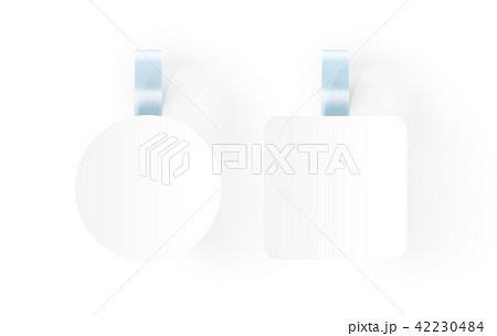 Blank white wobblers hanging on wall mockup, 42230484