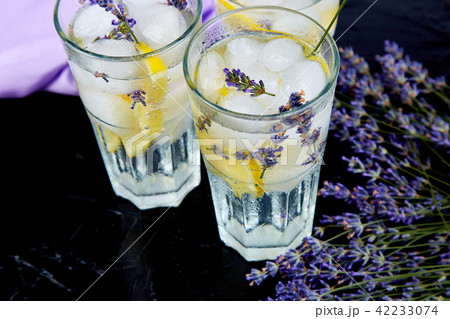 Lavender lemonade with lemon and ice Lavender lemonade with lemon and ice 42233074