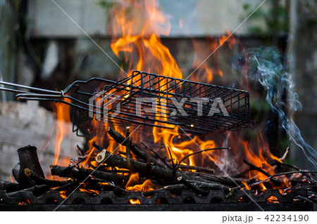 fire in the grill on the street fire in the grill on the street 42234190