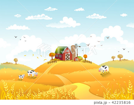 Thanksgiving autmn landscape with farm. Thanksgiving autmn landscape with farm. 42235816
