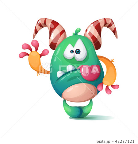 Funny, cute, crazy monster character. Hello illustration. Funny, cute, crazy monster character. Hello illustration. 42237121