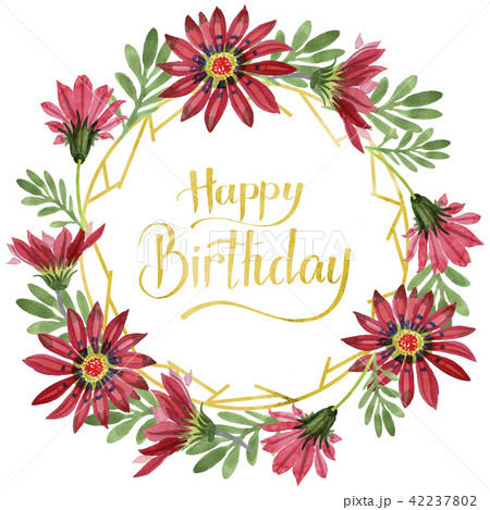 Red gazania flower. Floral botanical flower.Frame border ornament square. 42237802