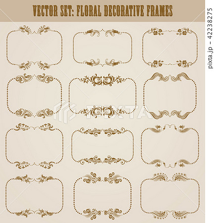 Vector set of gold decorative borders, frame 42238275