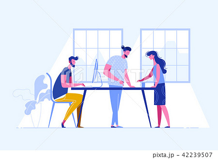 Meeting business people. Teamwork. Discussion of the company's business strategy. Vector 42239507