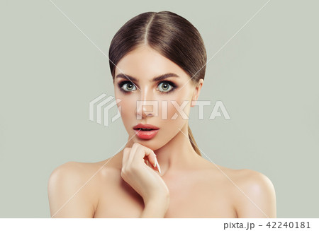Surprised Woman Spa Model with Clean Fresh Skin 42240181