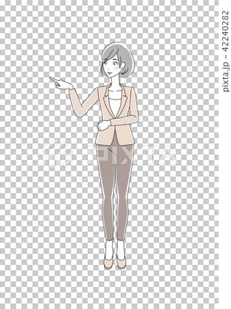 Female B Pose K Whole Body Suit B [pointing... - Stock Illustration ...