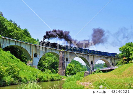 めがね橋を渡るSL銀河　空バック 42240521