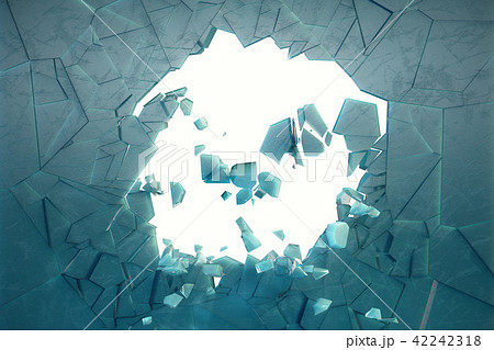 3d Illustration Wall Of Ice With A Hole In The のイラスト素材