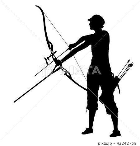 Silhouette Attractive Female Archer Bendingのイラスト素材