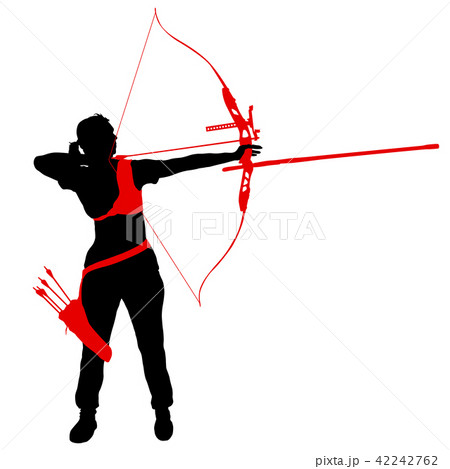 Silhouette attractive female archer bending Silhouette attractive female archer bending 42242762